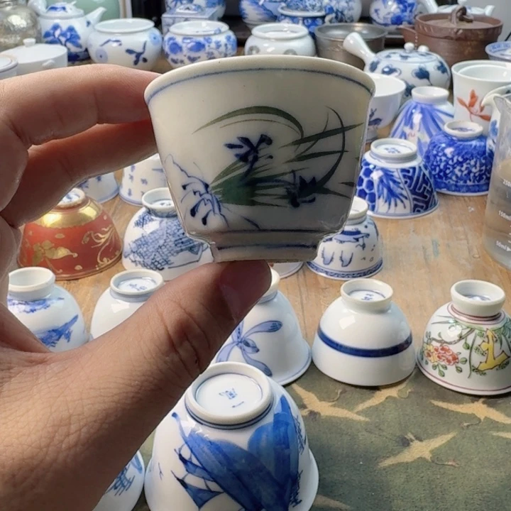 用***石青花瓷器杯子茶具