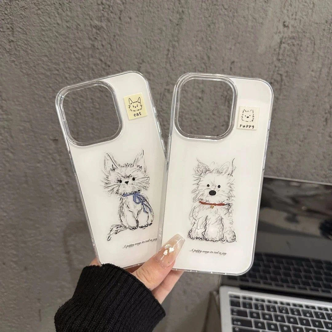 GGBond炸毛情侣猫狗适用iPhone17大孔16手机壳华为vivo小米15oppo