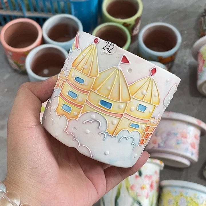 手绘花盆花盆花盆7.5