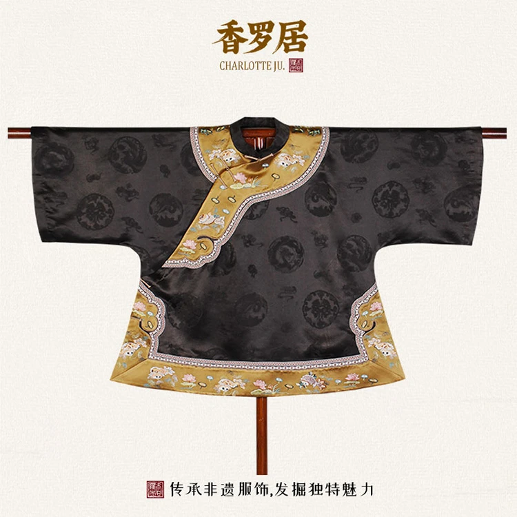 【黛烟】复古新中式纯手工桑蚕丝香云纱中国风绣花斜襟女士上衣