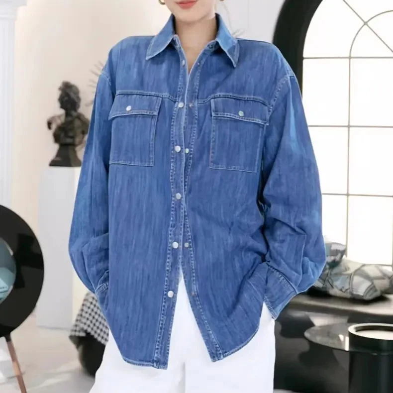 AMASS/阿玛施长袖宽松高级字母印花牛仔阿字母印花宽松