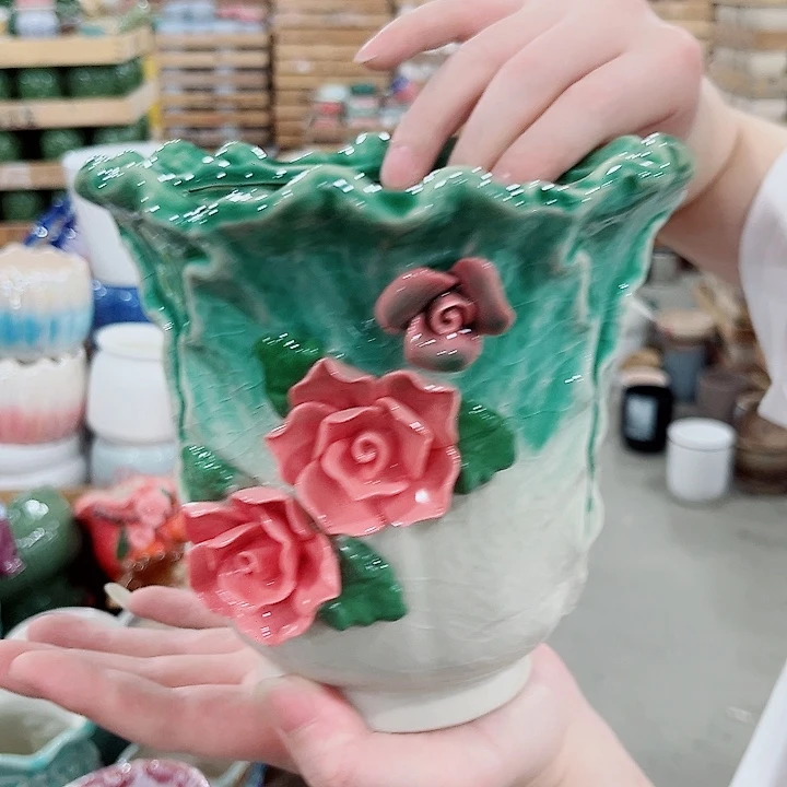 有孔.凑单10元陶瓷花盆发货！