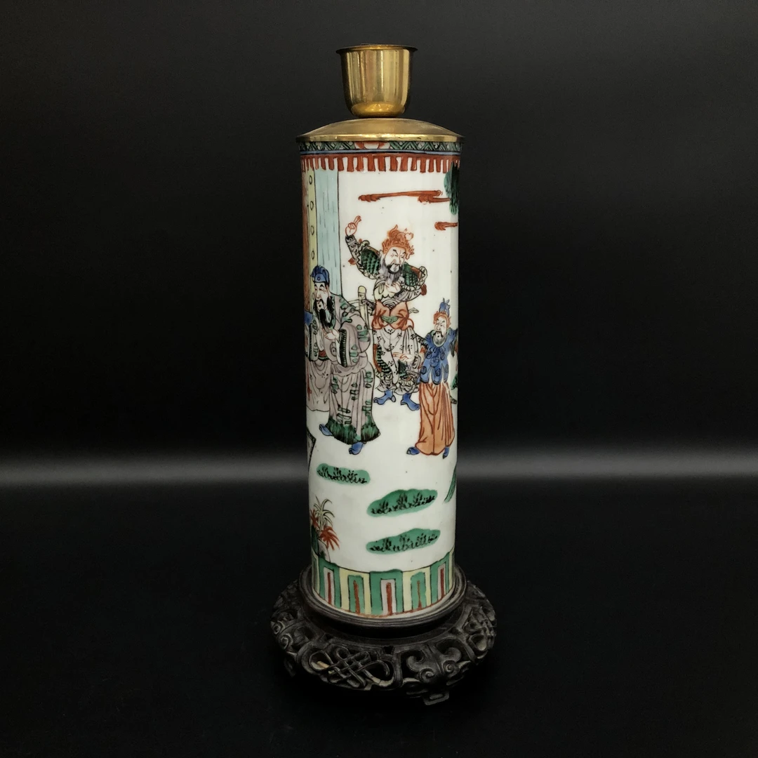 lot:25121604 清光绪五彩人物故事香筒 高38.9cm