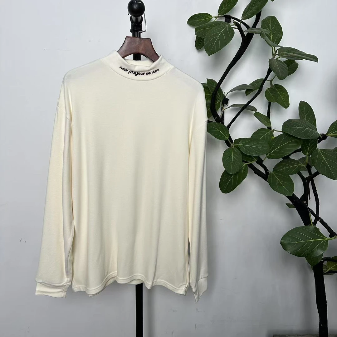 M-23【N】25新款潮牌男款休闲领口刺绣圆领长袖打底 E3001