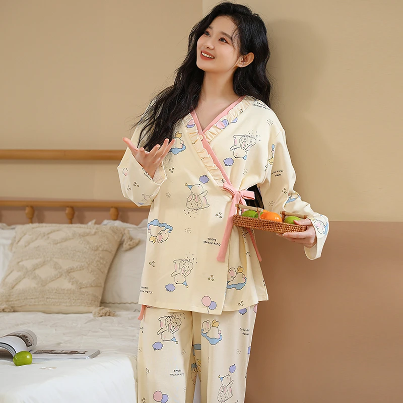 NEW【新中式-带胸垫月子服】云感棉产前产后孕期哺乳期家居服月子服