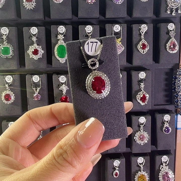 红宝石银S925镶嵌颈饰177