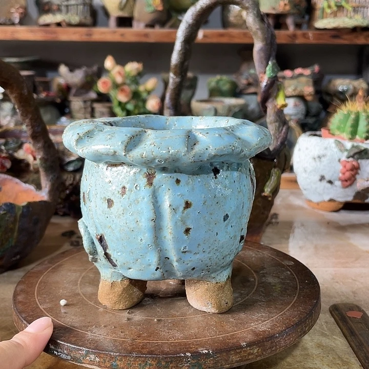 手工粗陶透气高温花盆19