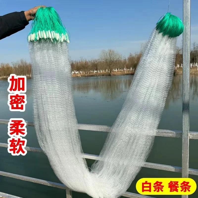 单层白条渔网沉网浮网100米长白条网马口麦穗优质加密小鱼网粘网