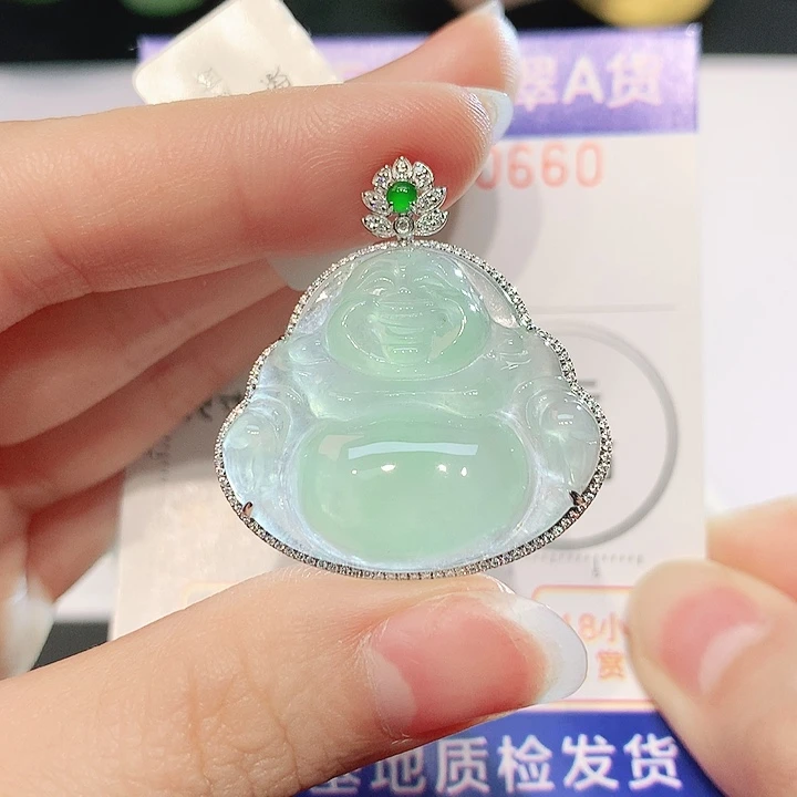 翡翠18K金镶嵌吊坠(不含链)