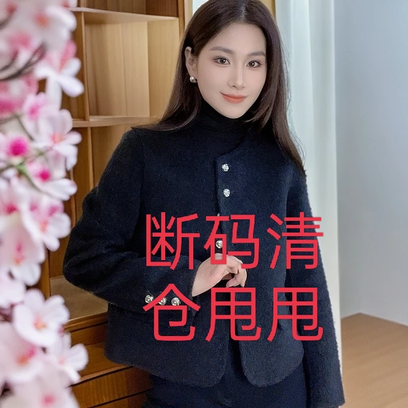 早春碳灰色修身短外套时尚设计师款毛呢休闲西服春秋冬季