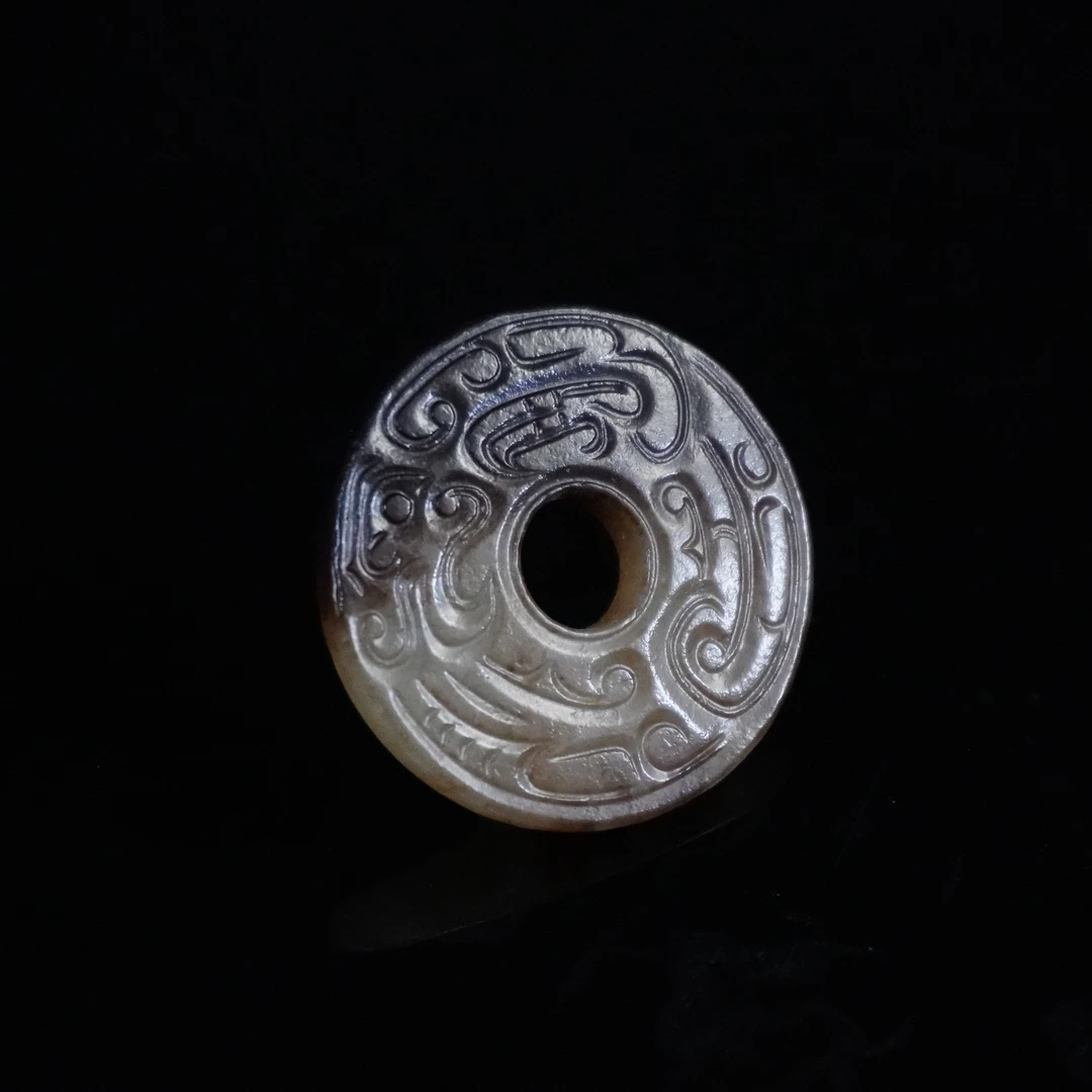 清代和田玉仿古凤鸟纹璧（西周）327531*古玉*传承