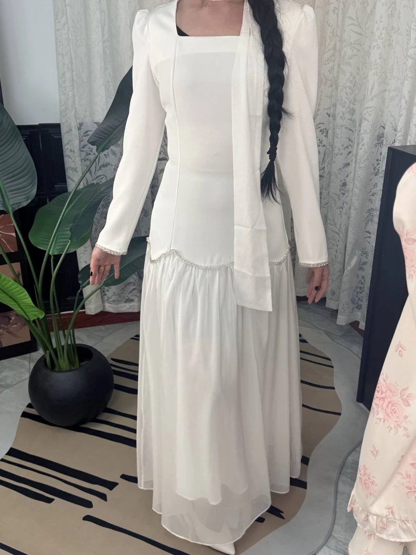 蓝色长袖欧美风连衣裙秋季女士U字领时尚长裙显瘦