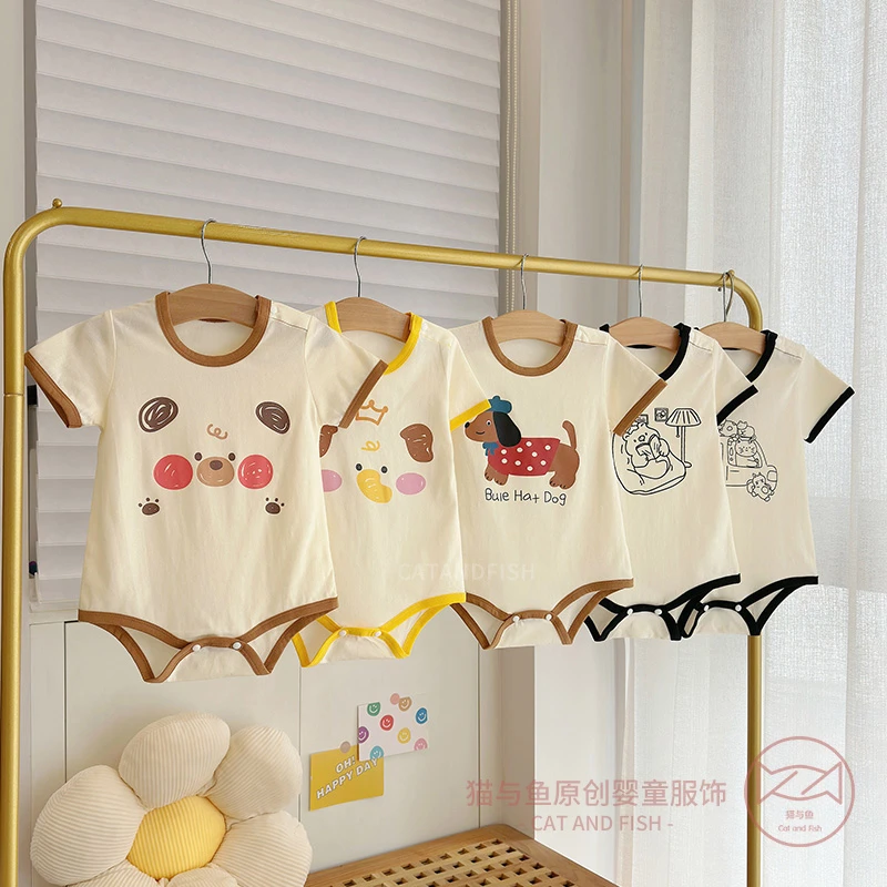 男童纯棉短袖包屁衣婴儿小女童夏装爬服连体衣新生儿夏季薄款睡衣