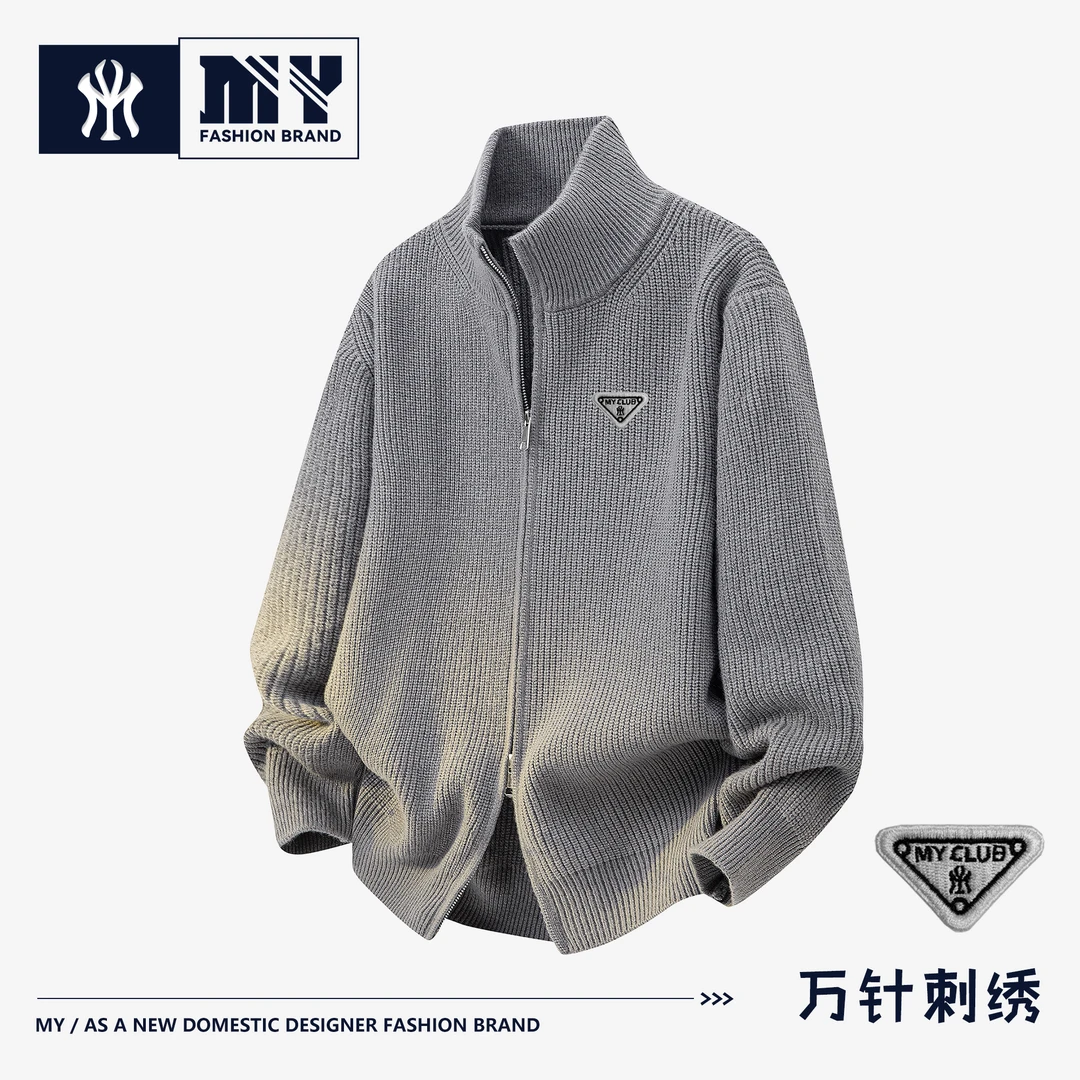 【MY正品】半高领开衫毛衣男士秋冬季时尚休闲宽松保暖痞帅针织衫男