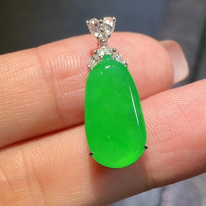 翡翠18K金镶嵌吊坠(不含链)