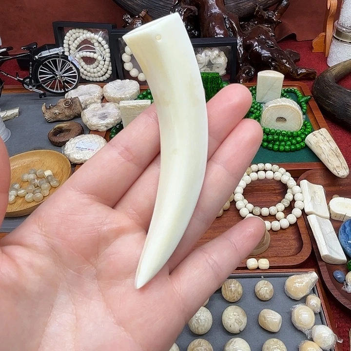陶瓷手把件黄料野猪牙一个