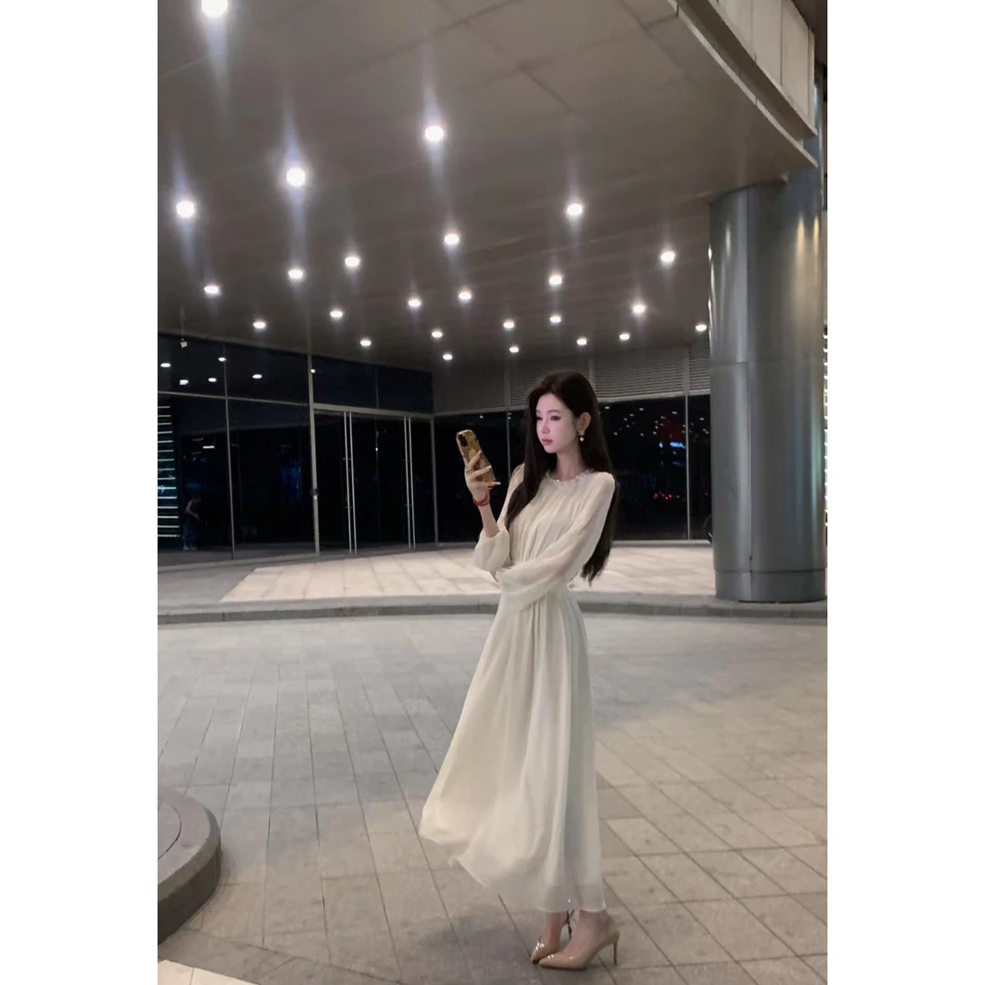 【雅乔定制】维纳斯琴曲 灯笼袖雪纺连衣裙气质长裙DYTH-25063921