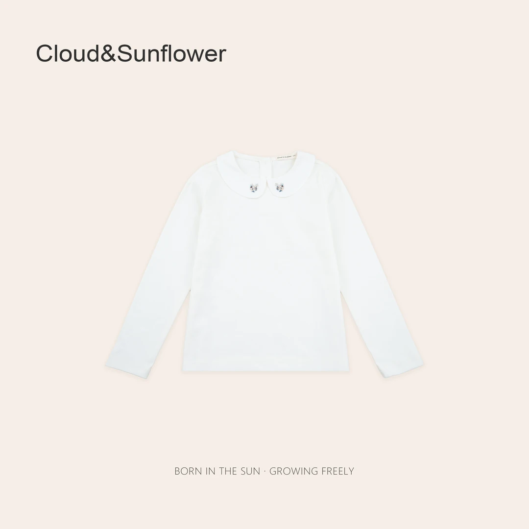 【云朵小葵】春季翻领刺绣小花休闲娃娃衫251061