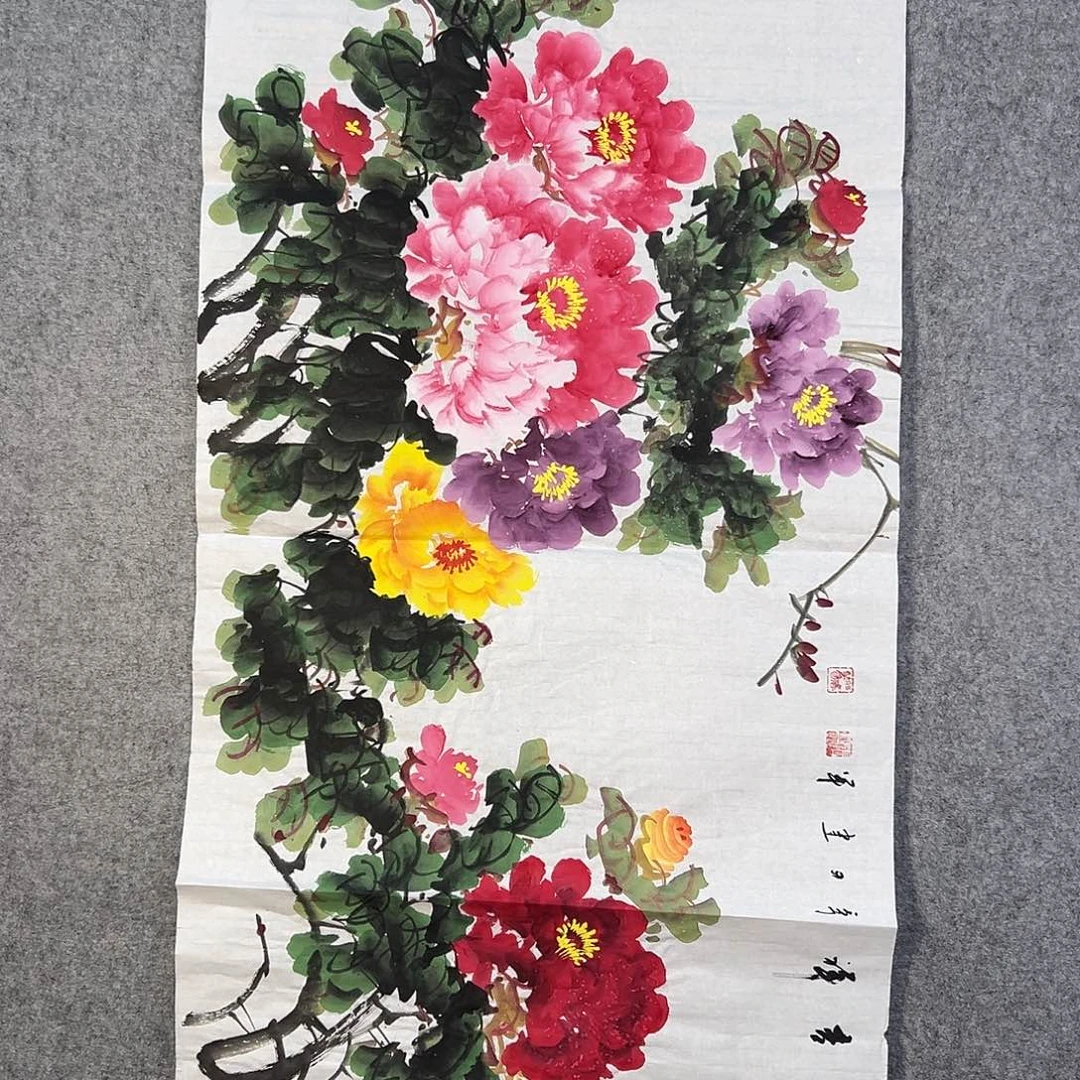 国画065 花鸟在树丛的顶端鸣叫叫声
