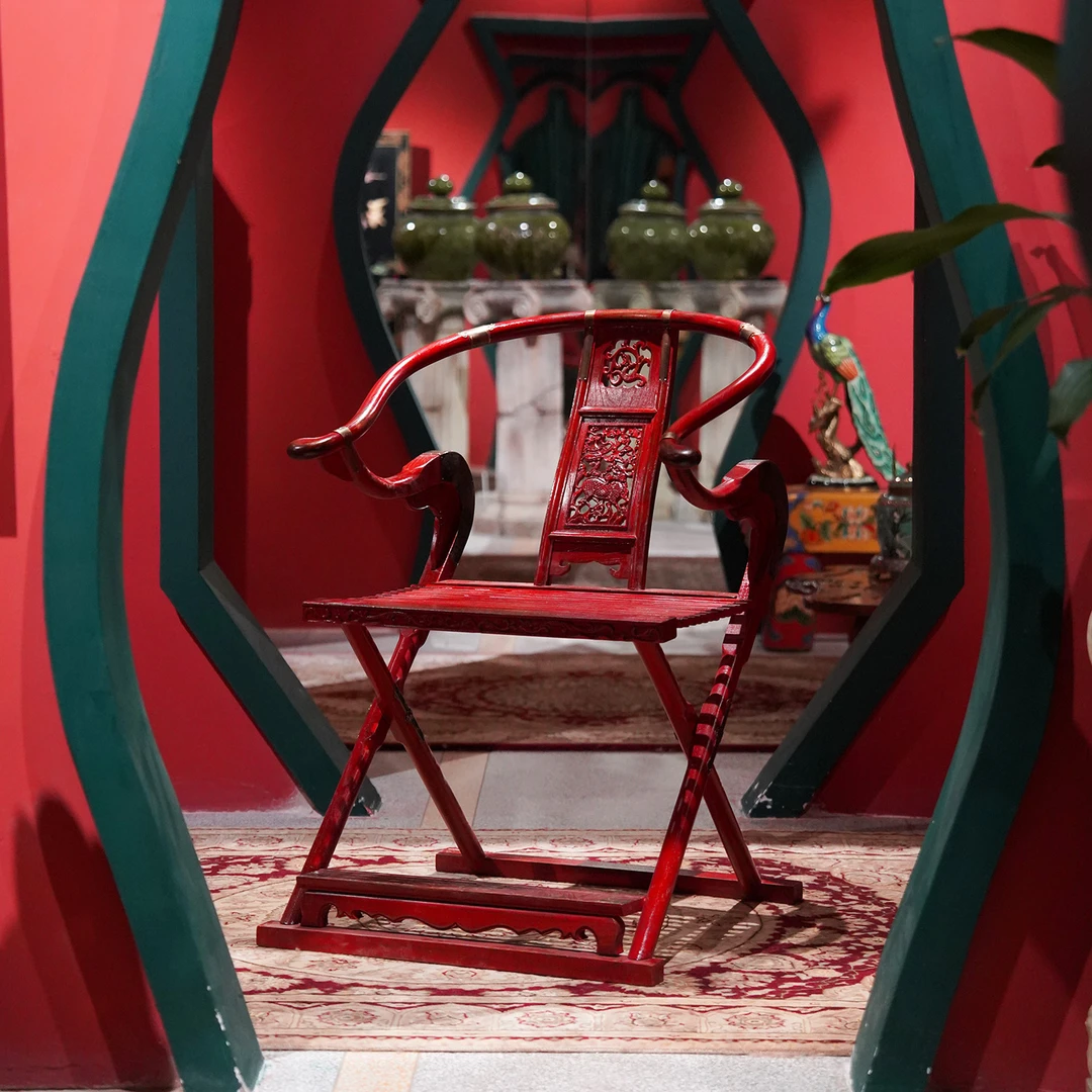【本尼家】新中式古典红色交椅办公家用客厅椅客厅玄关主人