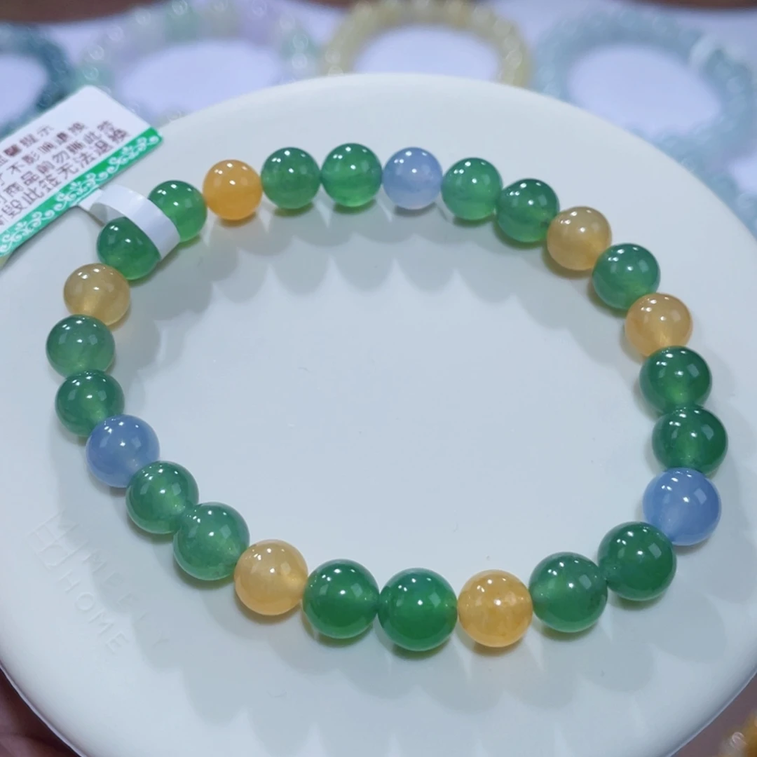 未镶嵌手链翡翠冰种辣色三彩