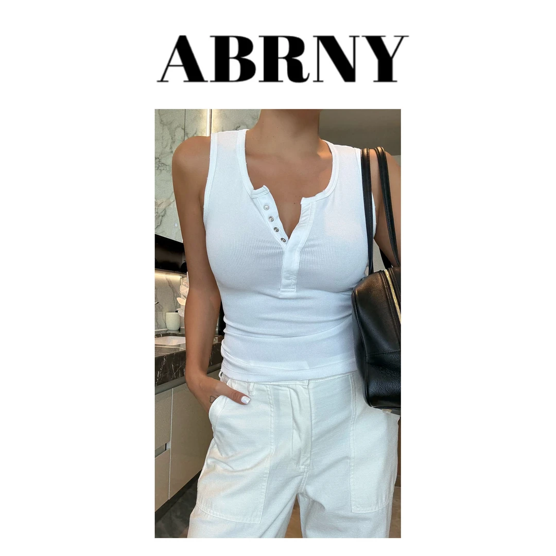 许小黑【极简背心】夏季新款休闲风吊带白色工字背心无袖上衣714
