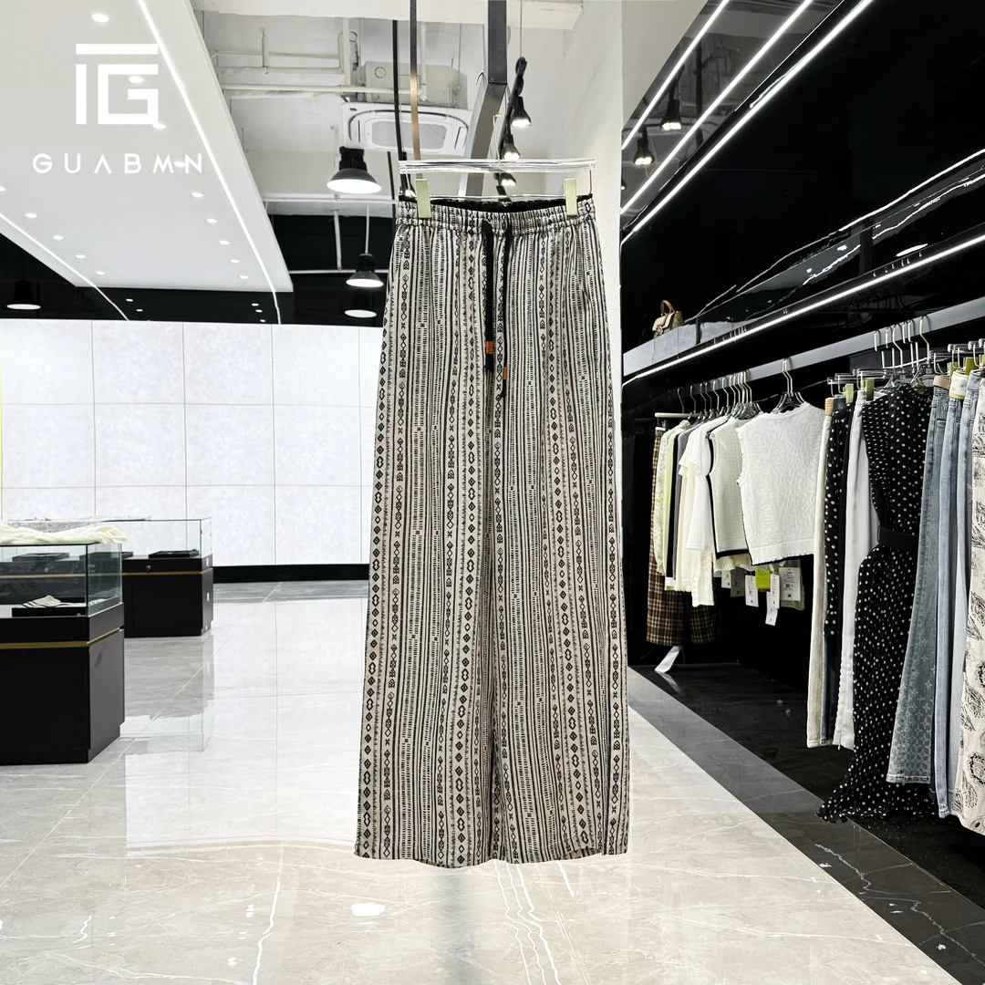 GUABMN2025夏季新款小众复古碎花松紧腰宽松休闲裤初夏穿搭5051