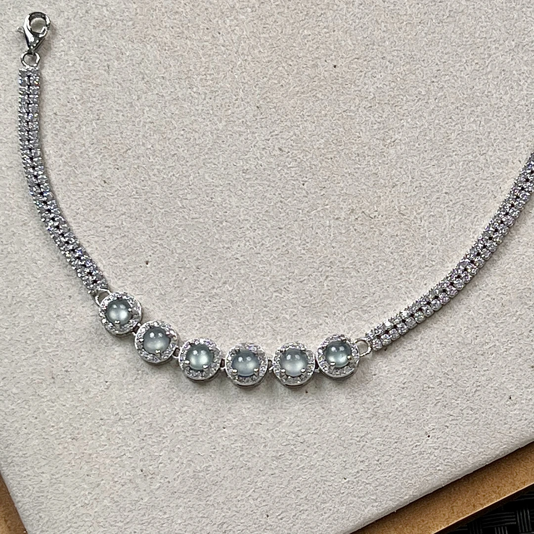 【略懂珠宝】S925蓝水翡翠手链 KT24041514