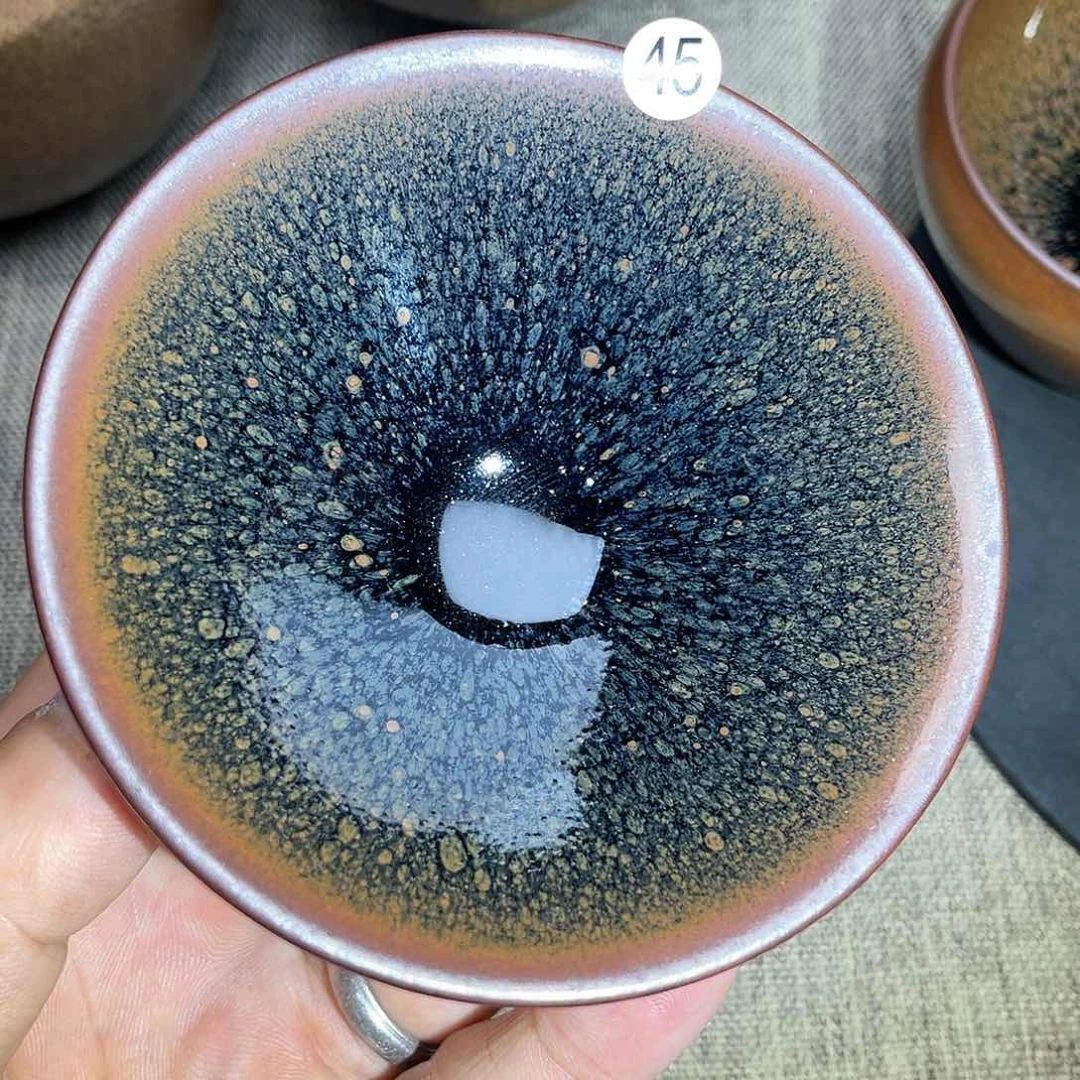 茶盏龙窑柴烧油滴斗笠器型9.2口径