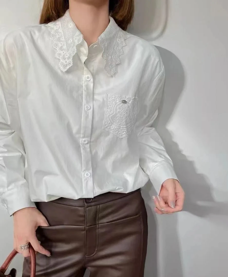 女士气质蕾丝边衬衫