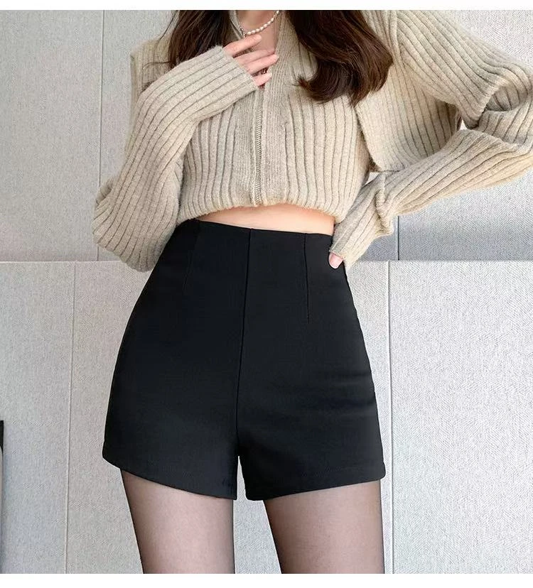 夏季梨形身材打底高腰短裤黑色百搭小个子紧身短裤外穿辣妹热裤