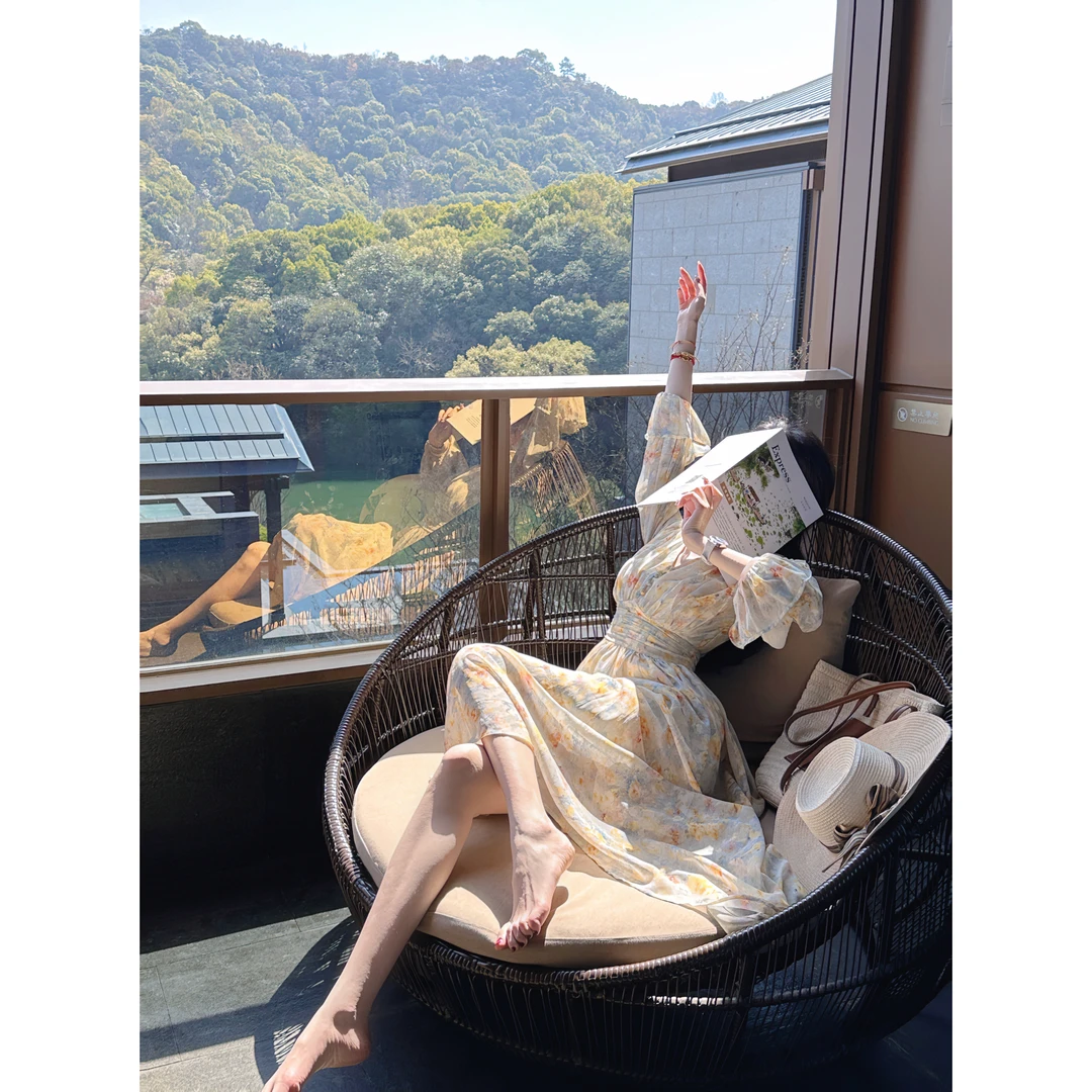 【雅乔定制】油画学姐裙 大摆度假长裙长袖连衣裙DYZY-23127080