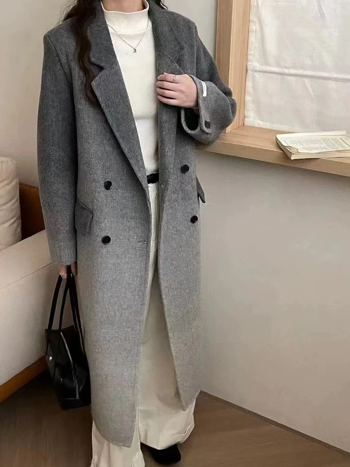卓奈Y062 韩版渐变感双面呢大衣外套