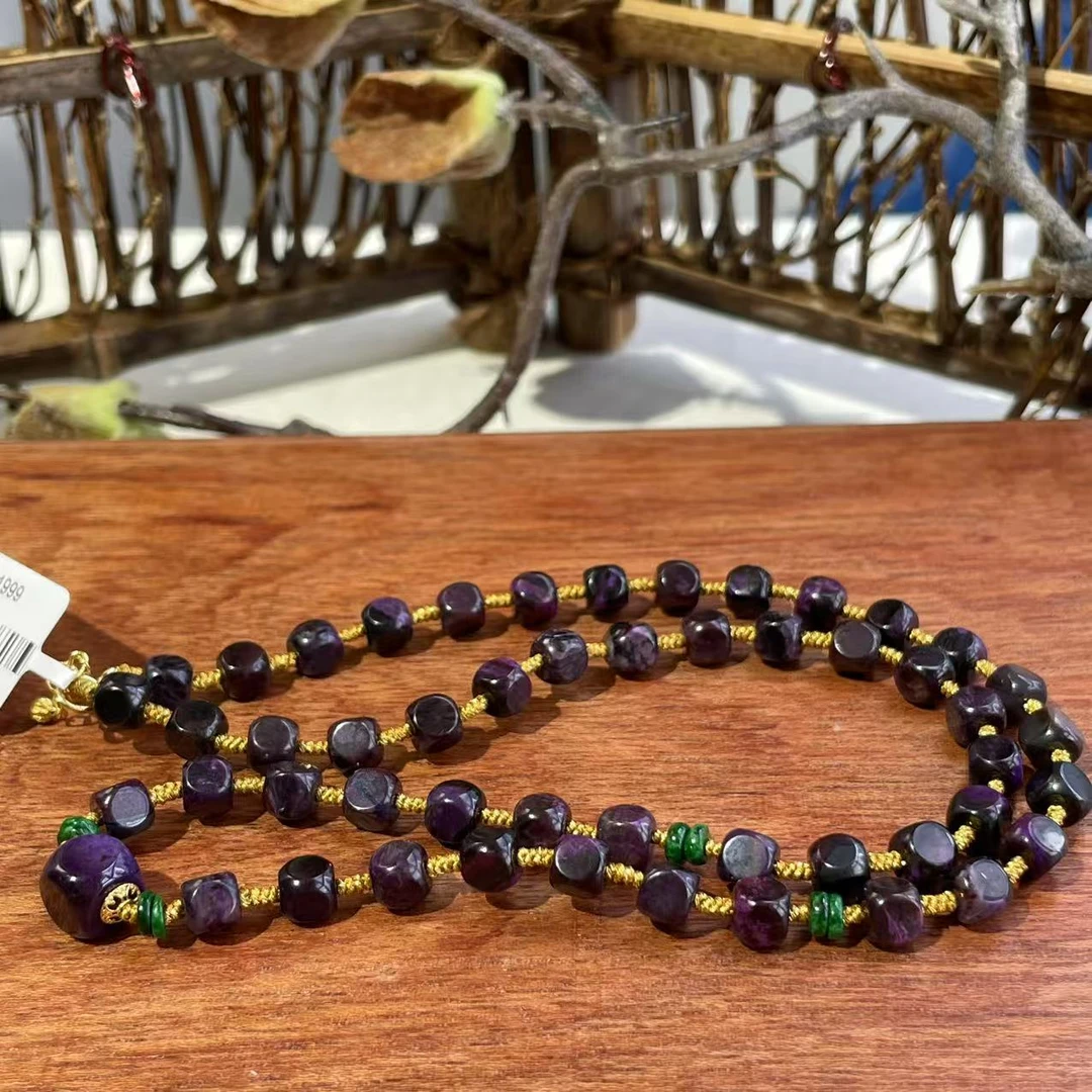 舒俱来老油魔方翡翠项链18k/4.5-7mm/45cm（涧鸣）AZB6431