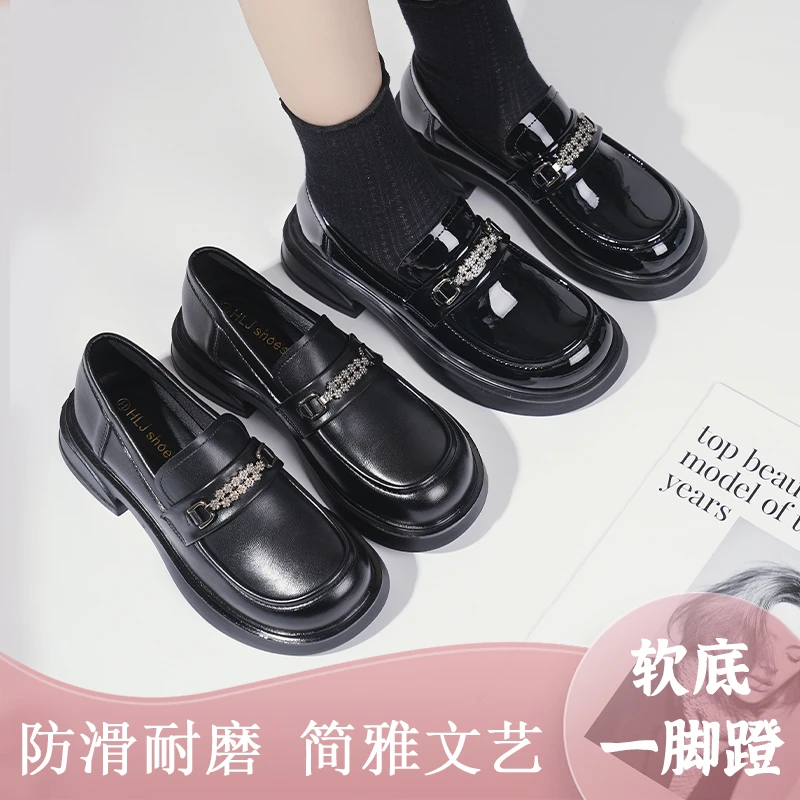 2025春季新款超软乐福鞋日系亮面亮钻流行时尚软底软面气质百搭女