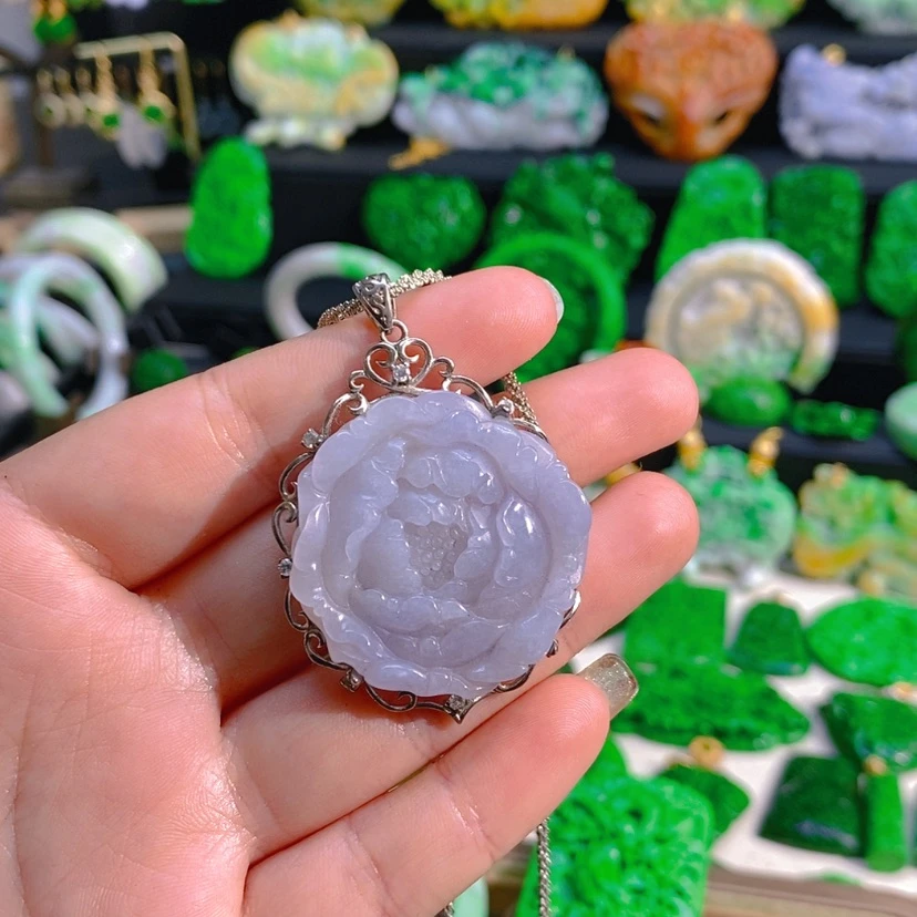 【闪购商品】翡翠颈饰银S925镶嵌紫翡