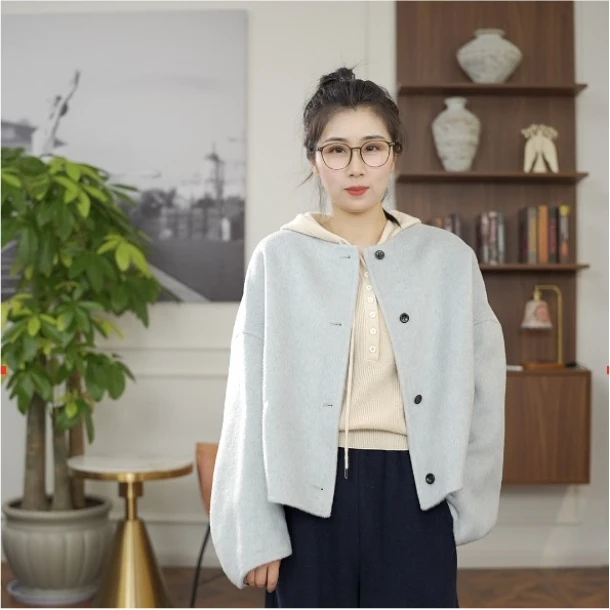 【浥尘女装】603上新小香风双面呢外套大衣