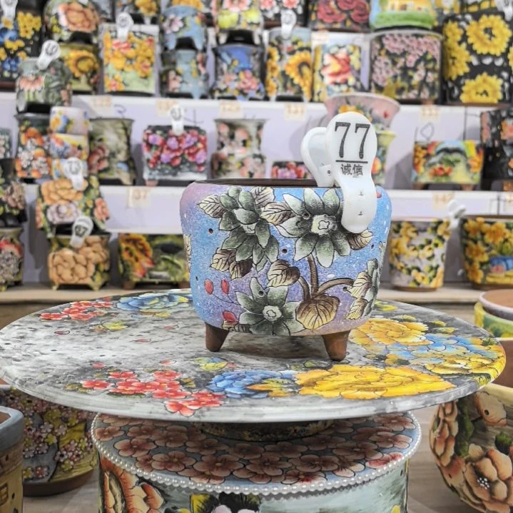 红泥花盆景德镇陶瓷