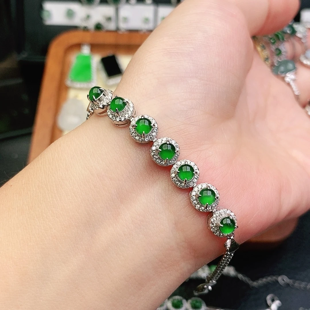 翡翠银S925镶嵌手链