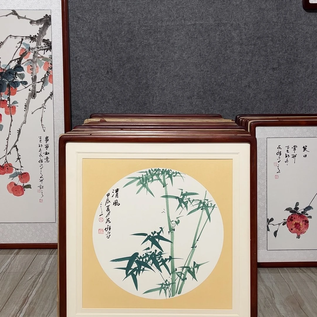 国画书画作品带框63×63