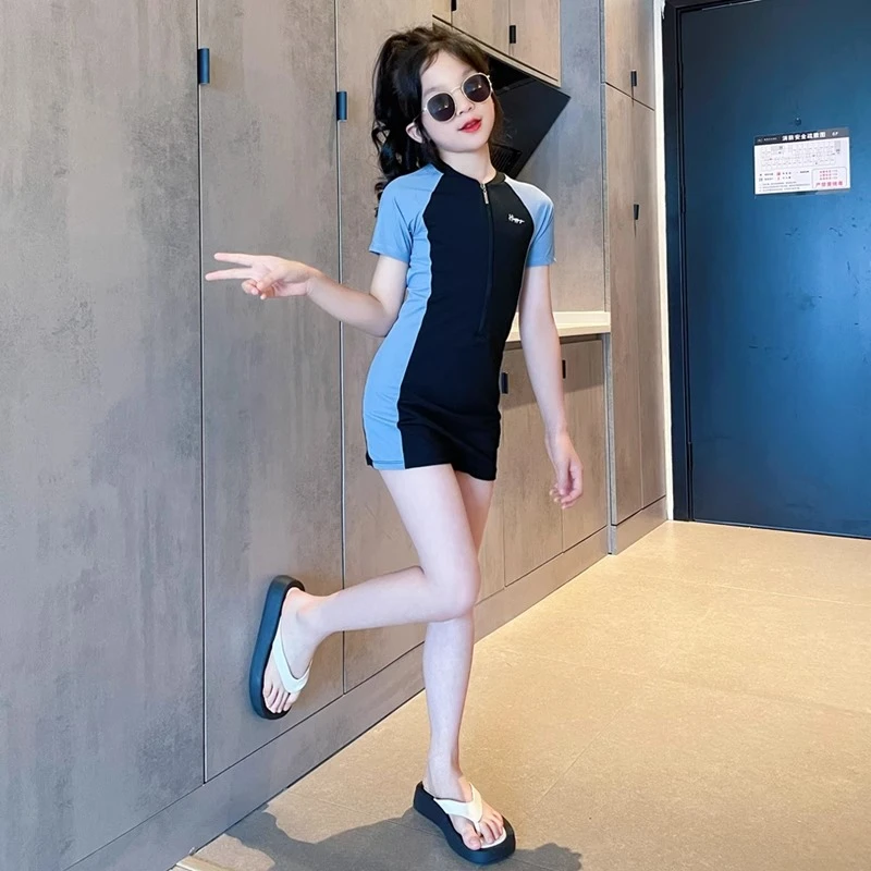 女童温泉泳衣2025新款中大儿童专业泳装10岁女孩连体游泳衣速干12