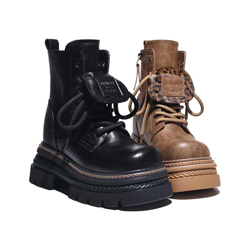 【GZ】厚底隐形内增高15CM筒高15.5CM女士马丁靴短靴真皮LX51005