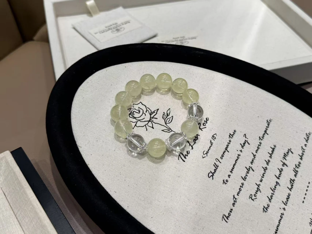 [日光柠语] 柠檬黄水晶15mmX白水晶 天然水晶手串 多样性发1