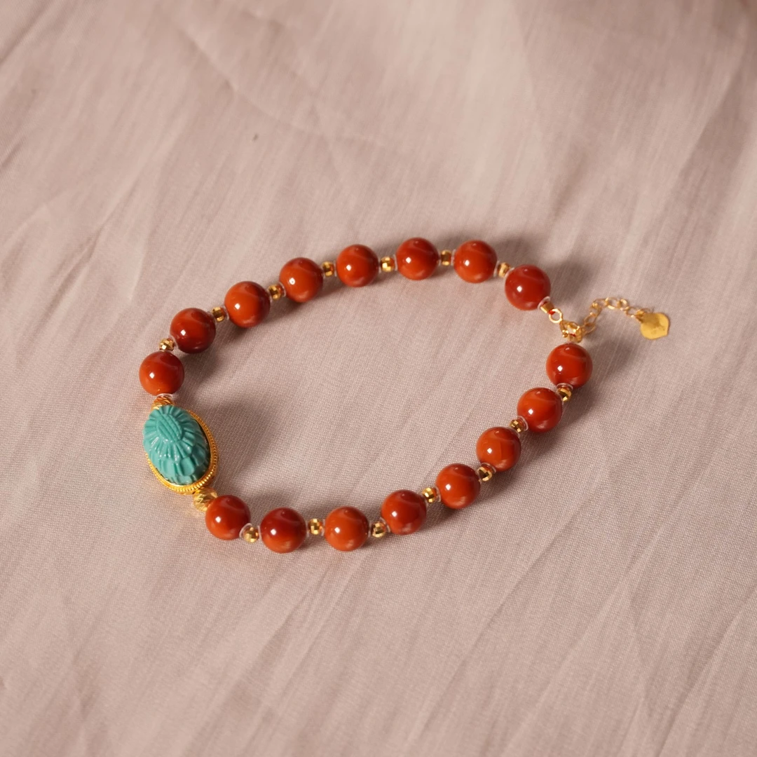 【不二】牛血红丹霞-S殿堂级-川料九口南红18K金DIY手链（多样性发）