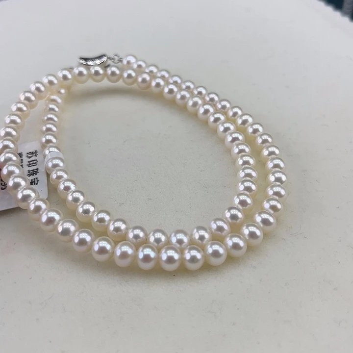 淡水珍珠银S925镶嵌颈饰5-6极光炫彩高品