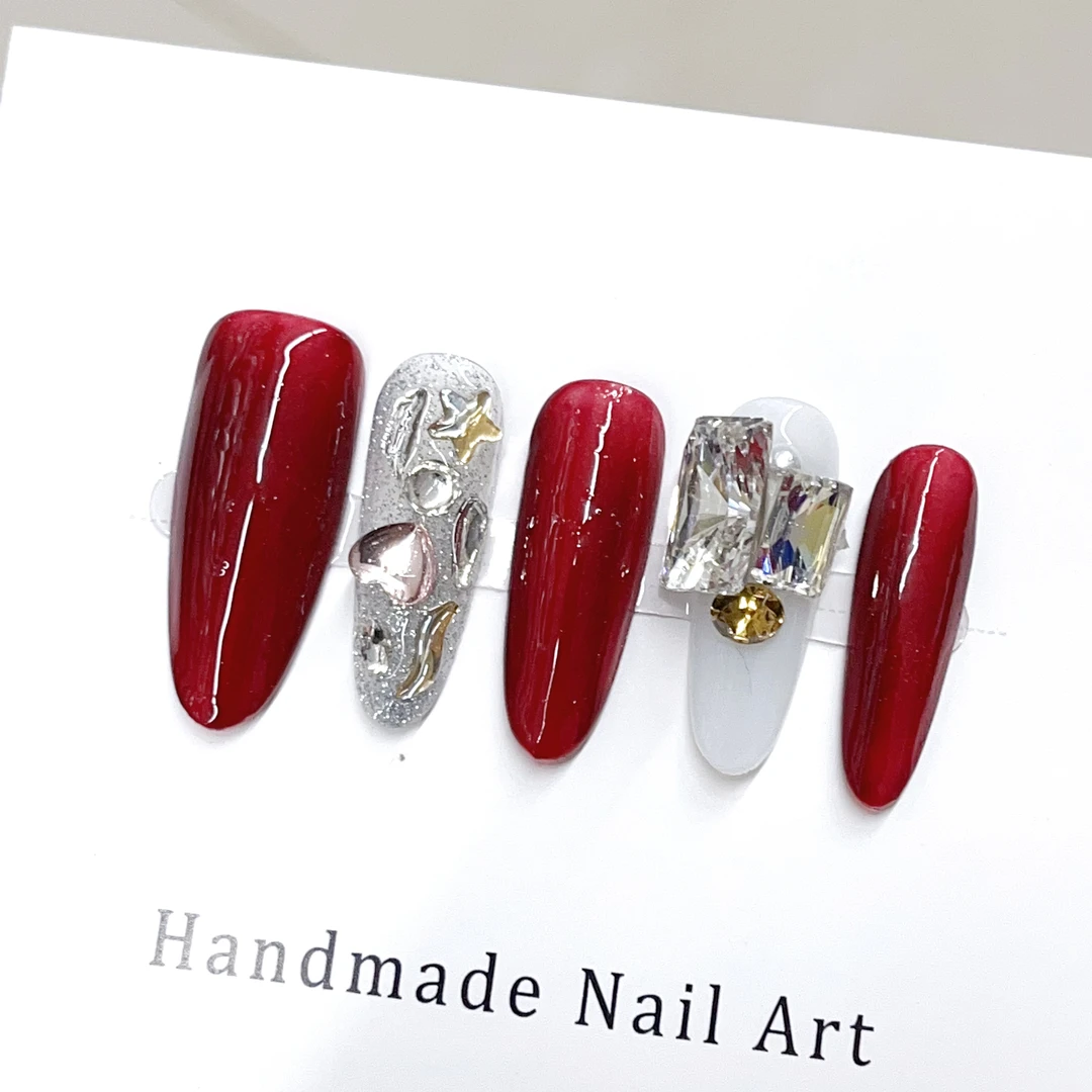 【中椭圆】碎钻车厘子 穿戴甲纯手工高级定制美甲D401