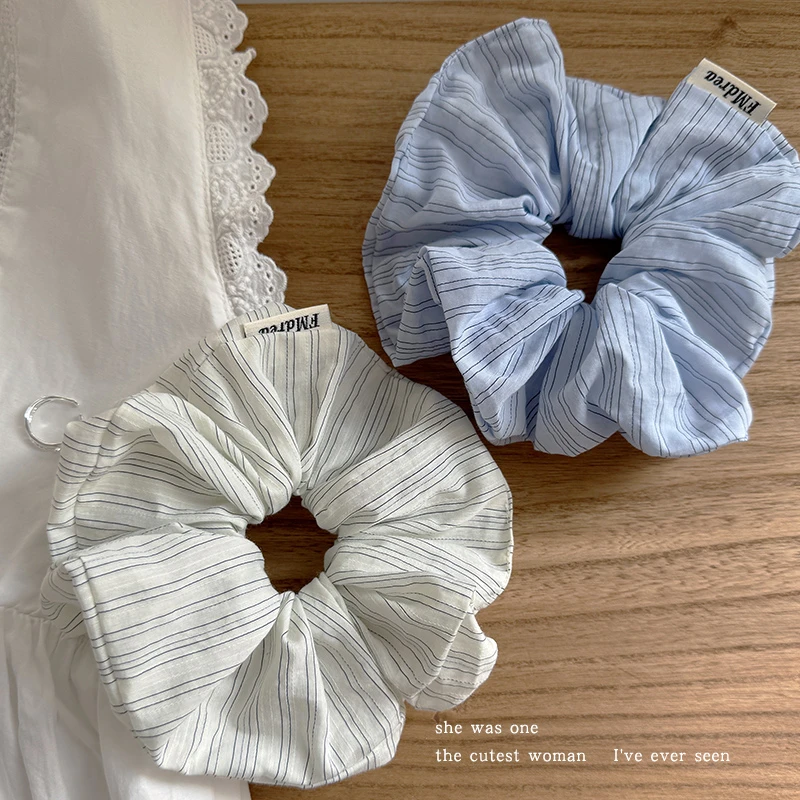 极简风条纹大肠发圈女韩系高级感头绳发饰2025新款头花发绳橡皮筋