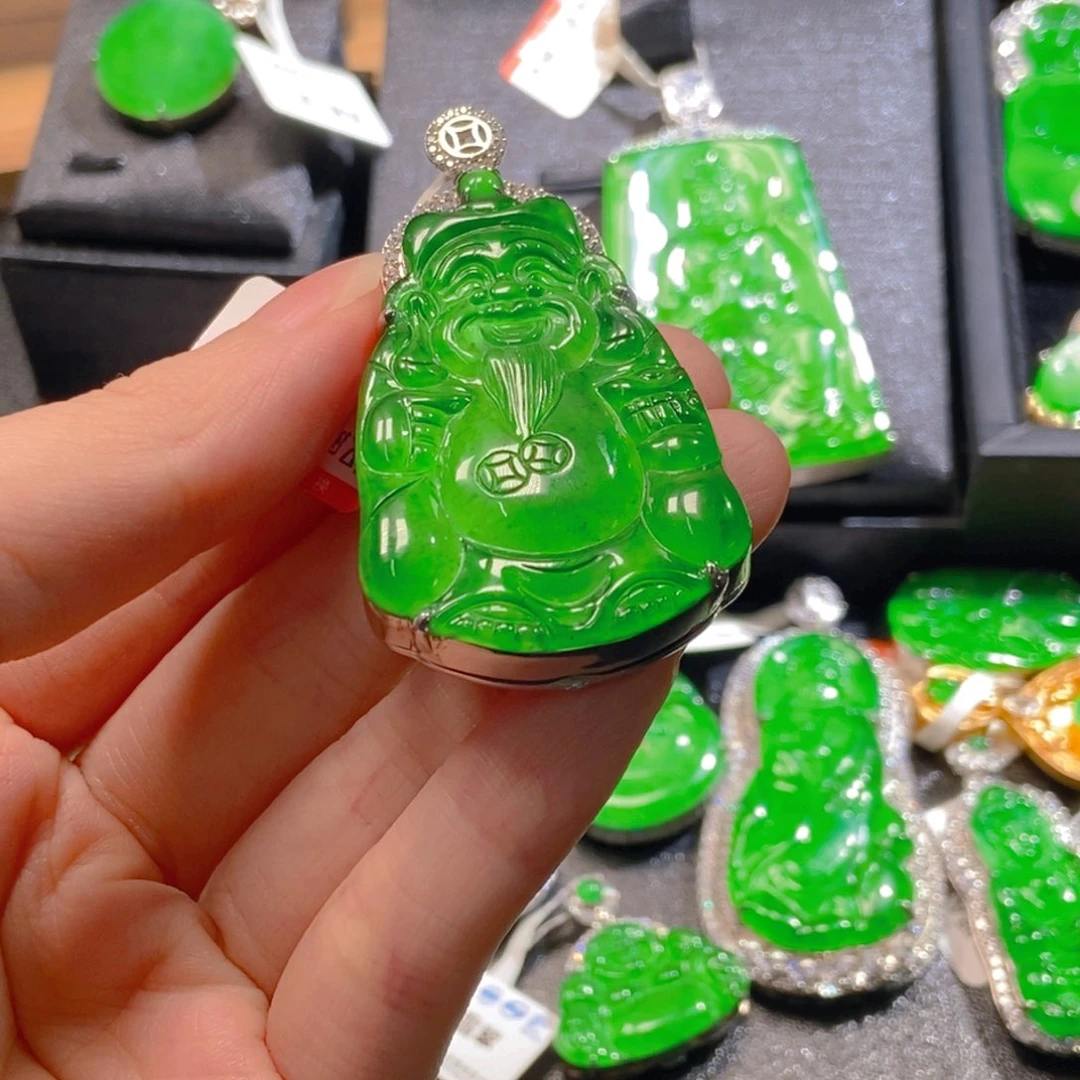 吊坠(不含链)银S925镶嵌翡翠