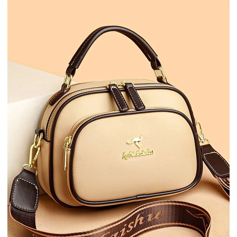 新款时尚手提单肩斜挎包8011米色