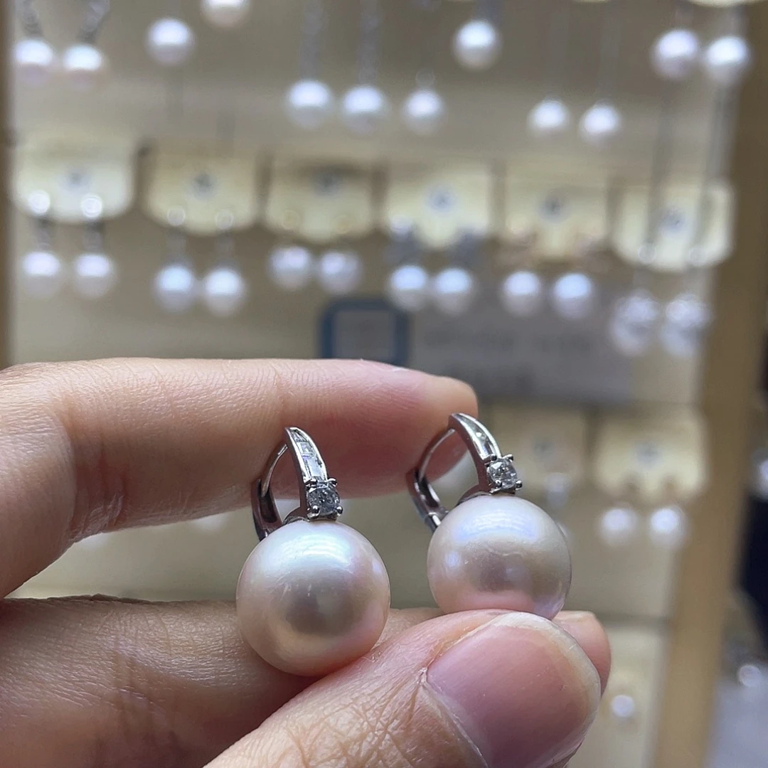 淡水珍珠耳饰银S925镶嵌